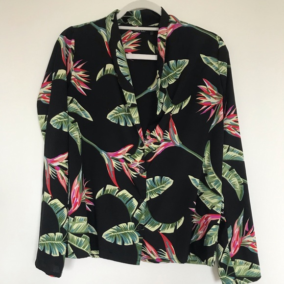 Boohoo Tropical Long Sleeve Top - Picture 2 of 5